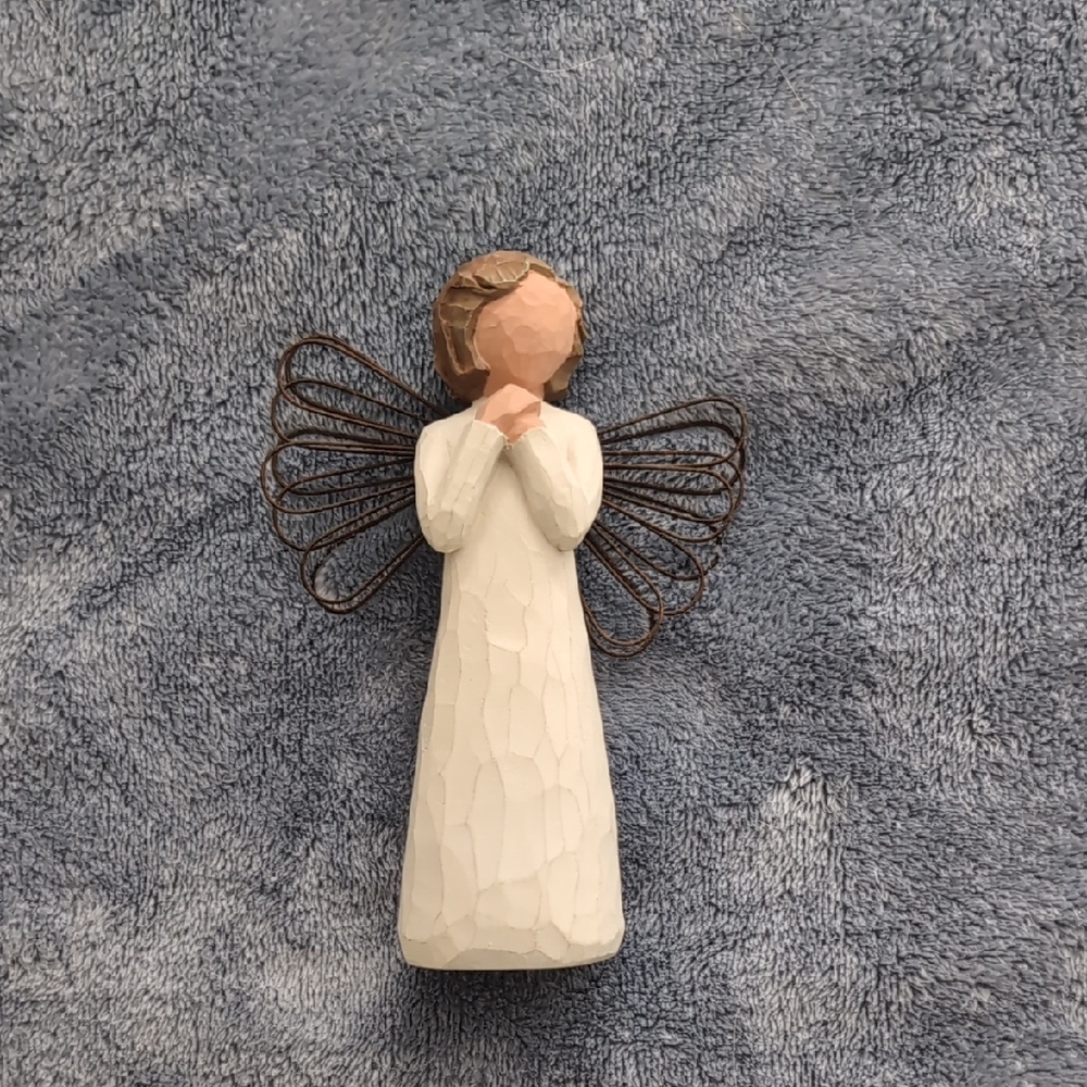 White Angel Figurine with Wire Wings